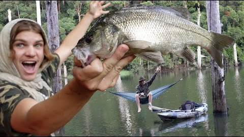 Surviving 24 hours on a KAYAK - Eating Only What I Catch! (Fishing Catch and Cook)