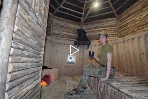 Build Complete Shelter with Fireplace from START TO FINISH - Plastic Roof & Wood Stove with Clay