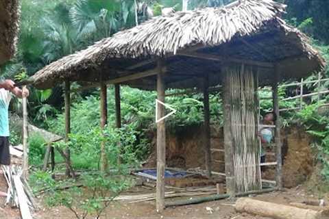 Primitive Skills :150 days How to building a bamboo house on the farm, wall - Green Forest Life Ep3