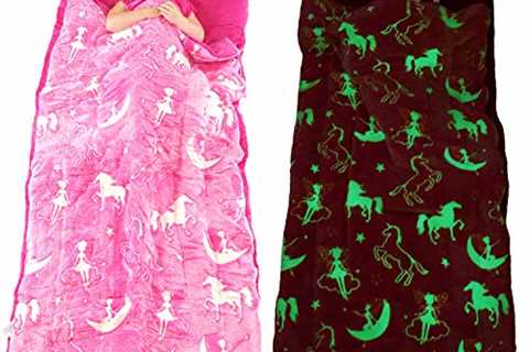 Unicorn Sleeping Bag Glow in The Dark Fairy Slumber Bag for Girls - Plush Glowing Girly Nap Mat for ..