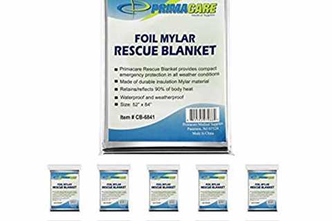 Primacare HB-10 Emergency Foil Mylar Thermal Blanket, 52" Length x 84" Width,(Pack of 10) ..