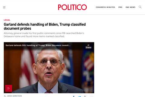 Attorney General Merrick Garland Denies Double Standard in Biden and Trump Handling of Classified..