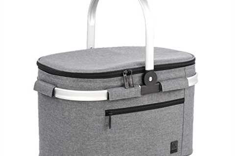 ALLCAMP Insulated Cooler Bag Portable Collapsible Picnic Basket Cooler with Sewn in Frame (Medium..