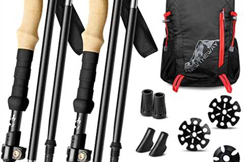 Odoland Trekking Poles Hiking Poles, 2 Pack Collapsible Lightweight Hiking Walking Sticks with..