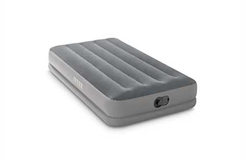 INTEX 64112E Dura-Beam Standard Prestige Air Mattress: Fiber-Tech – Twin Size – Built-in USB..