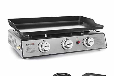 Royal Gourmet PD1301S Portable 24-Inch 3-Burner Table Top Gas Grill Griddle with Cover, 25,500 BTUs,..