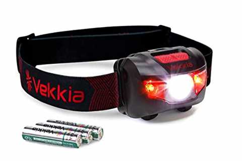 Vekkia Ultra Bright LED Headlamp-5 Lighting Modes,White & Red LEDs Head Lamp, Camping..