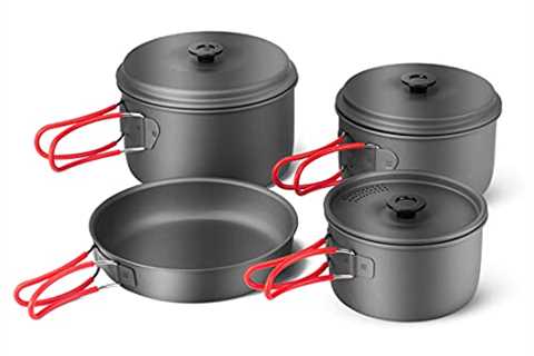 Alocs Camping Cookware Set Camping Gear, Compact Camping Pots and Pans Set, Durable Hard Alumina..